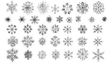 Sticker snowflakes christmas illustration, Collection of Christmas on white background