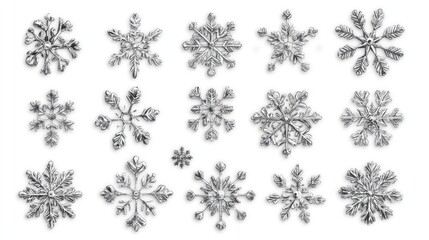Fototapeta premium Sticker snowflakes christmas illustration, Collection of Christmas on white background