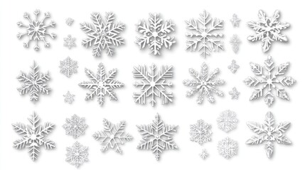 Sticker snowflakes christmas illustration, Collection of Christmas on white background