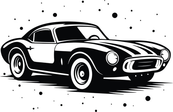 recommend clip art: Classic vintage sports car silhouette, retro car illustration