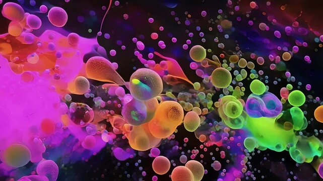 Fluorescent image of proton pumps with different colors indicating active and inactive pumps.