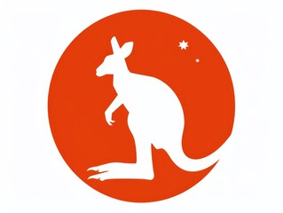 Kangaroo outline pattern drawn with white lines on orange background