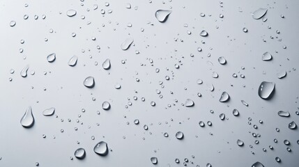 Water droplets suspended mid-splash from a glass, each one detailed on a bright white background