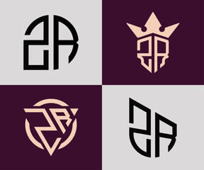 Creative simple Initial Letters ZR Logo Designs Bundle.