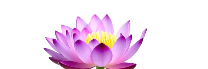 Vibrant purple lotus flower blooming on a clean white background, nature, lotus, flower