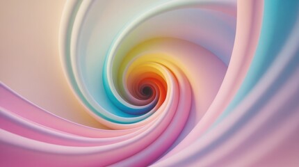 Obraz premium Colorful spiral abstract design in soft pastel shades with copy space