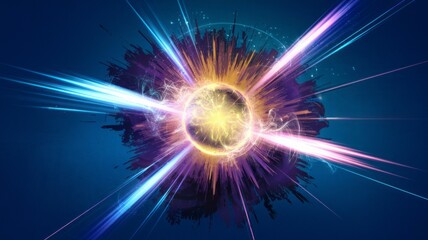 Cosmic energy burst. Vibrant explosion of light and color; symbolizes creation, power, and cosmic energy.