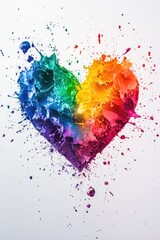 Paint-splattered Rainbow Heart
