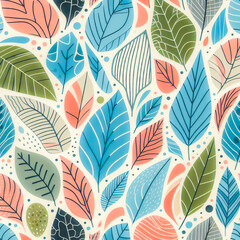 Fototapeta premium Colorful Botanical Patterns with Abstract Shapes and Leaves