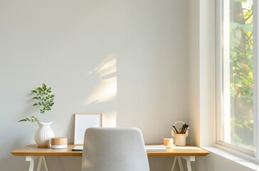 Minimalist home office with natural light.