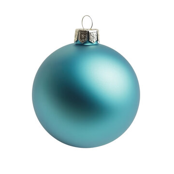 Blue glass xmas ball isolated on white background. Christmas bauble ornament for festive holiday decor