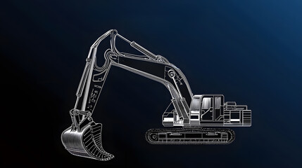 Detailed illustration of an excavator machine