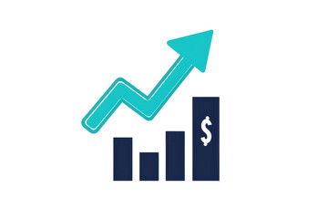 An upward trending graph with bars and an arrow, symbolizing growth and financial progress.
