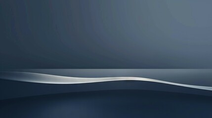 Abstract dark blue curve. Elegant silver curve on dark blue background.  Subtle, calming, and serene image.