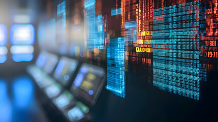 Futuristic digital data interface with binary code