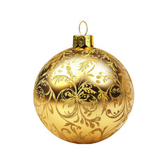 Gold glass xmas ball isolated on white background. Christmas bauble ornament for festive holiday decor