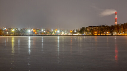 view of the city at night