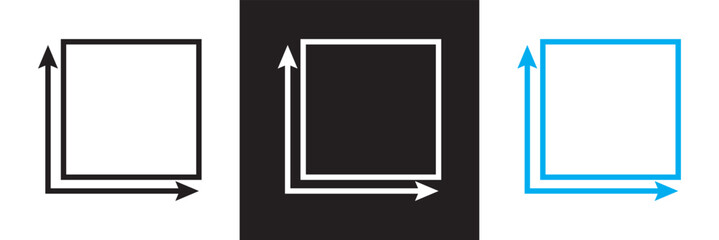 Square area icon . Floor height room construction square house size icon. isolated on white and black background. Vector illustration. EPS 10