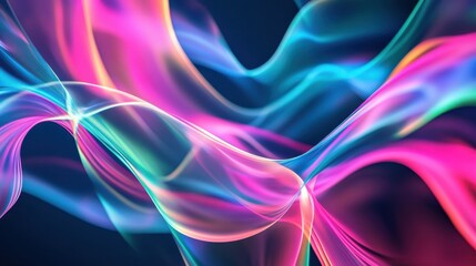 Abstract Swirling Neon Lights in Pink, Blue, and Green Hues