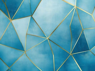 Abstract Geometric Pattern with Blue and Gold Tones