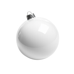Fototapeta premium White glass xmas ball isolated on white background. Christmas bauble ornament for festive holiday decor