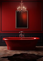 Gothic Glow: A Bathing Space in Rich Reds and Shadows