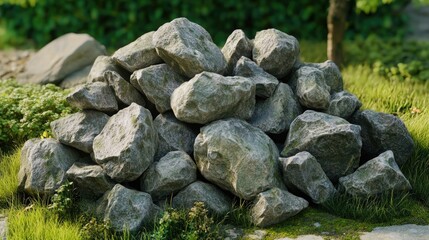 Rocks on Green Field