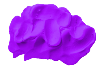 Purple clay texture isolated on transparent background.