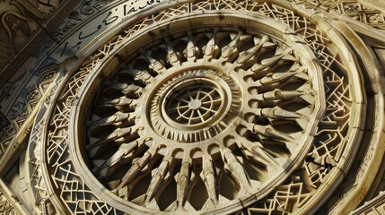 Obraz premium Intricate stone carving with a sunburst design.