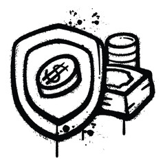 Graffiti Spray protect money isolated on white background