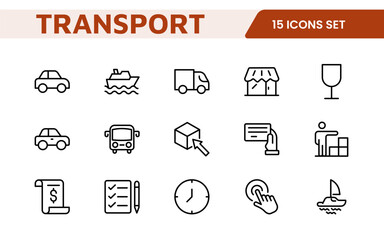 Transport & Logistics Icon Collection. High-Quality Icons for Shipping, Delivery, Freight, Fleet Management, Cargo Handling, and Supply Chain Optimization