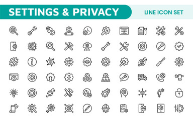 Settings & Maintenance Icon Set. Sleek and functional icons for user interfaces, perfect for enhancing apps and websites with intuitive navigation for settings, updates, and maintenance.