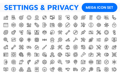 Settings & Maintenance Icon Set. Sleek and functional icons for user interfaces, perfect for enhancing apps and websites with intuitive navigation for settings, updates, and maintenance.
