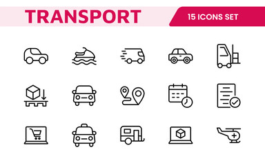 Transport & Logistics Icon Collection. High-Quality Icons for Shipping, Delivery, Freight, Fleet Management, Cargo Handling, and Supply Chain Optimization