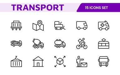 Transport & Logistics Icon Collection. High-Quality Icons for Shipping, Delivery, Freight, Fleet Management, Cargo Handling, and Supply Chain Optimization