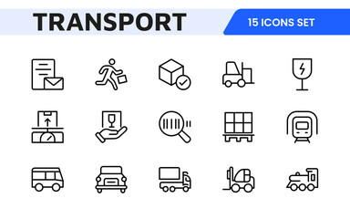 Transport & Logistics Icon Collection. High-Quality Icons for Shipping, Delivery, Freight, Fleet Management, Cargo Handling, and Supply Chain Optimization