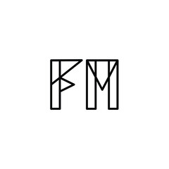 FM monogram logo design letter text name symbol monochrome logotype alphabet character simple logo