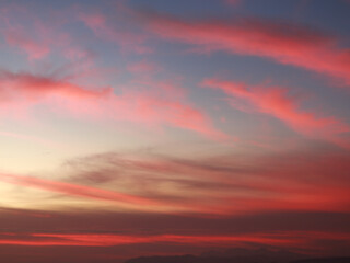 Beautiful clouds at sunset in the sky. Colorful sky.