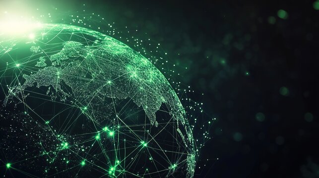 Digital globe with interconnected lines and dots