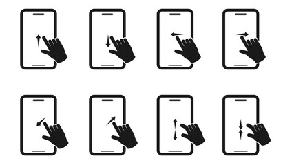 smartphone hand gesture, finger gesture swipe icon