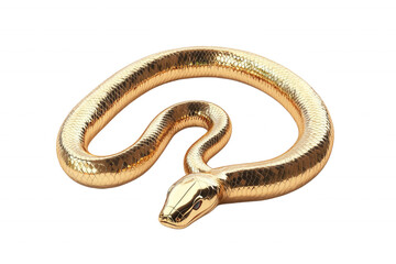 Obraz premium A golden snake curled in a circle, its scales shimmering under the light, isolated on transparent or white background