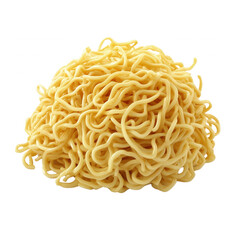 A pile of cooked, yellow noodles, isolated on transparent or white background