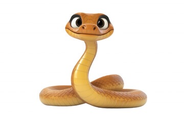 Fototapeta premium A playful cartoon snake with big eyes, portraying a friendly character, isolated on transparent or white background