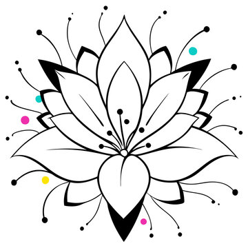 black and white lotus flower design