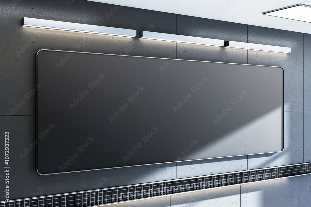 Poster blank digital display on modern wall. 3d rendering
