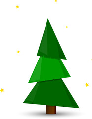 Christmas tree icon, isolated Xmas fir symbol on transparent background.  PNG illustration
