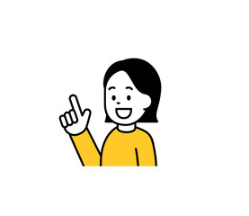 指差しをする女性のイラスト　ベクター
