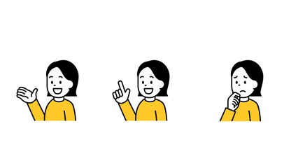 色々な表情の女性のイラストセット　ベクター
