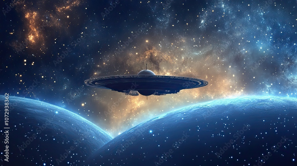 Canvas Prints a futuristic spaceship soaring through a starry galaxy