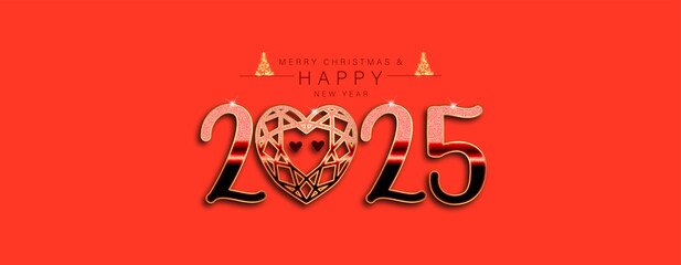 An artistic depiction of Merry Christmas and Happy New Year 2025